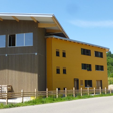 Gewerbebau mit Holz